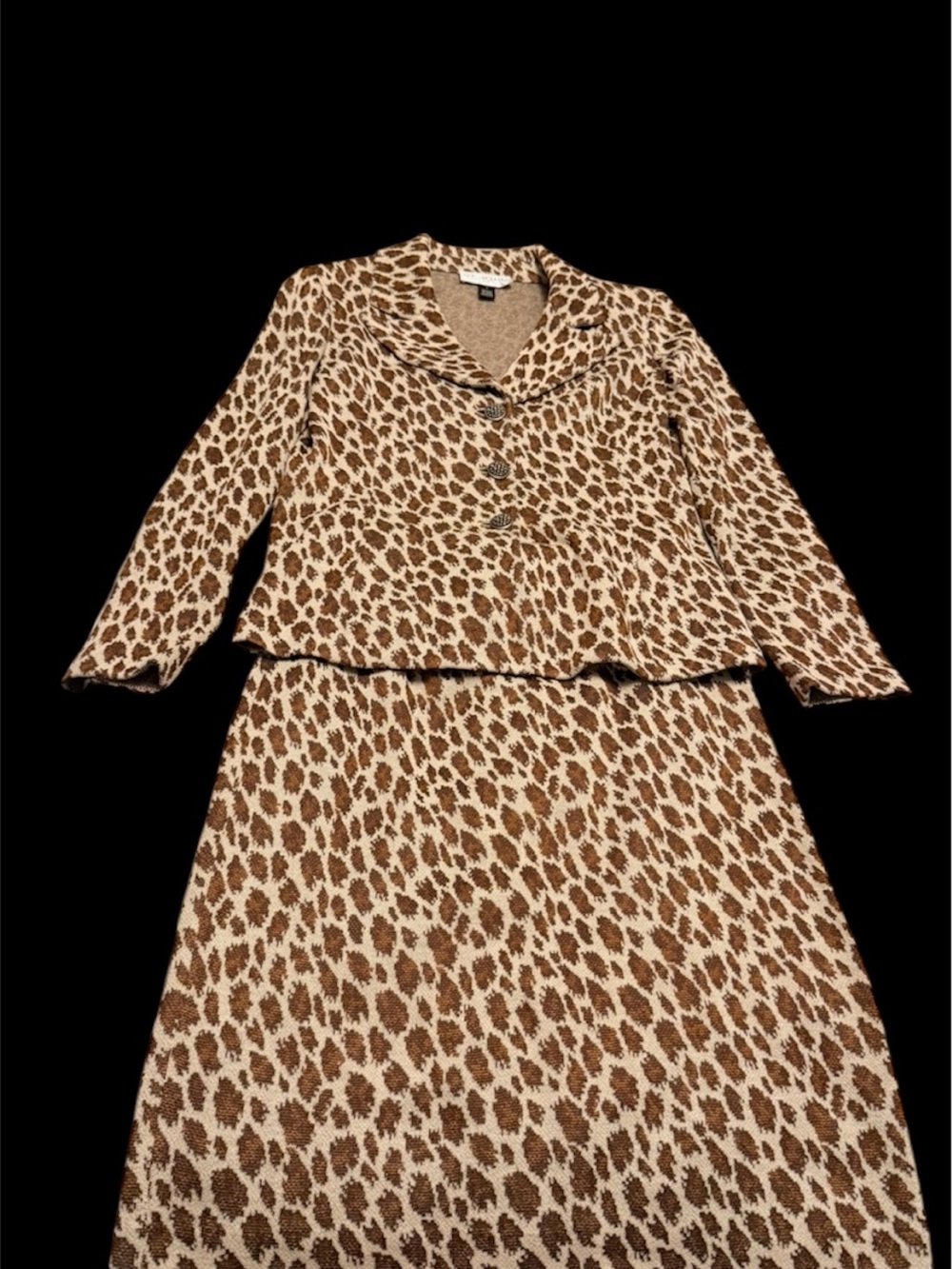 St. John Leopard Print Two-Piece Skirt Set